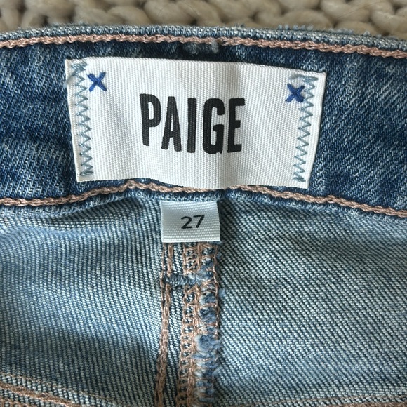 PAIGE Wide Leg DISTRESSED Button Fly High Rise Jeans - Picture 4 of 16